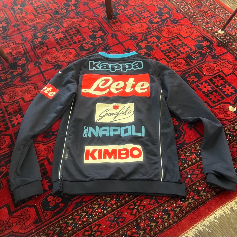 Kappa Napoli Sponsor Logo Navy Blue Jacket with Red and Light Blue Accents